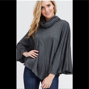 Turtleneck Cape/Poncho -Gray